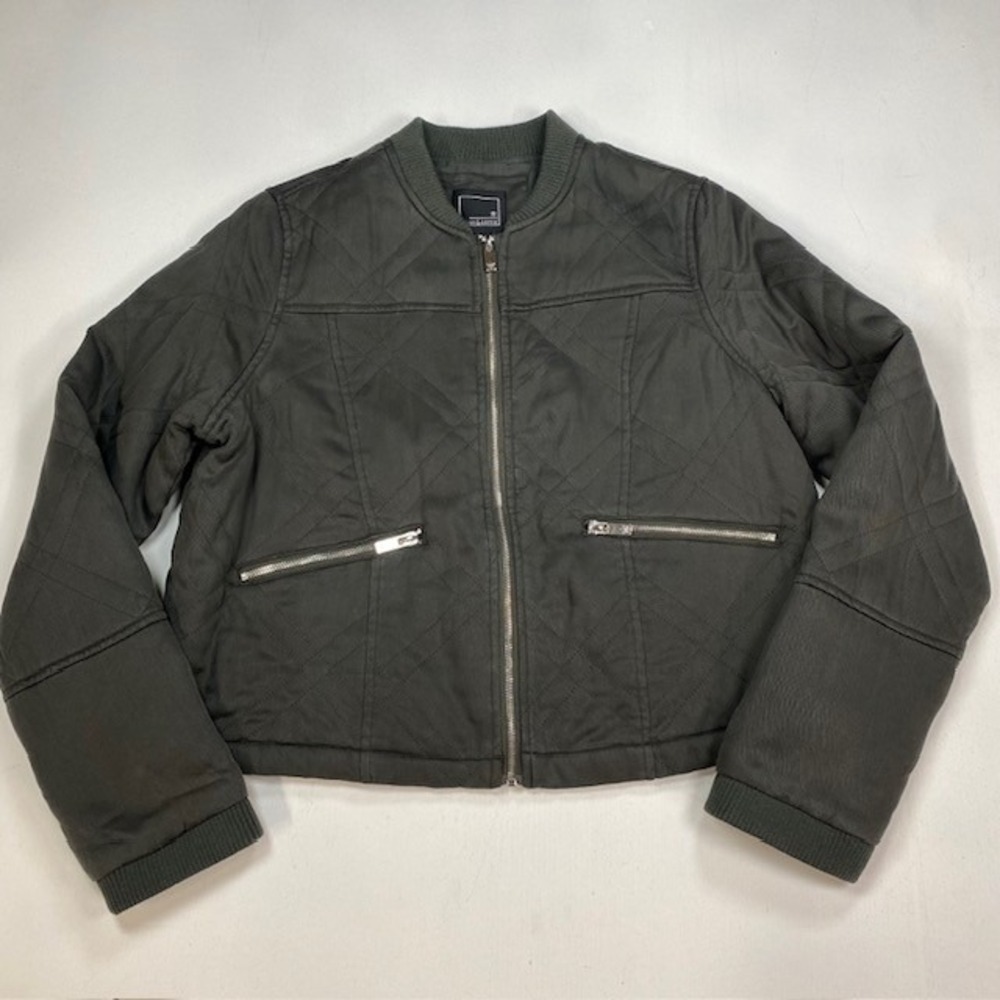 Lily & Lottie Quilted Bomber Jacket Gray Tencel Full Zip XL
